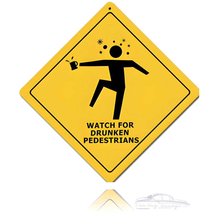 Drunken Pedestrians Metal Sign - 12" x 12"