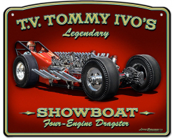 3-D Tommy Ivo Dragster Metal Sign