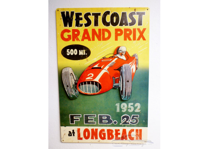 3-D West Coast Grand Prix Metal Sign