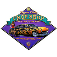 Dyna Flo's Chop Shop Metal Sign - 27" x 21"