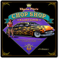 Dyna Flo's Chop Shop Metal Sign - 12" x 12"