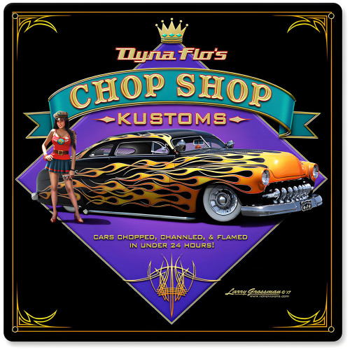 Dyna Flo's Chop Shop Metal Sign - 12" x 12"