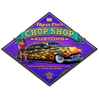 Dyna Flo's Chop Shop Metal Sign - 12" x 16"