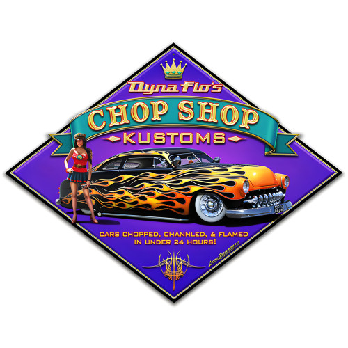 Dyna Flo's Chop Shop Metal Sign - 12" x 16"