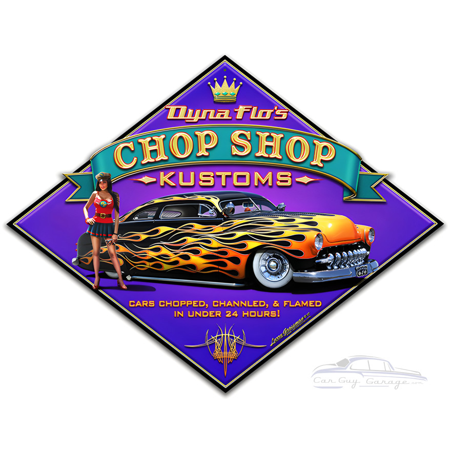 Dyna Flo's Chop Shop Metal Sign - 12" x 16"
