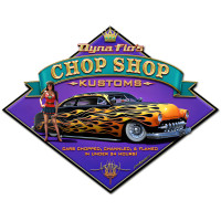 Dyna Flo's Chop Shop Metal Sign - 20" x 16"
