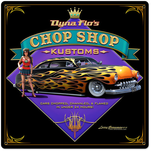 Dyna Flo's Chop Shop Metal Sign - 24" x 24"