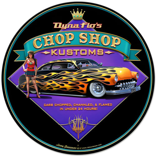 Dyna Flo's Kustom Metal Sign - 28" Round
