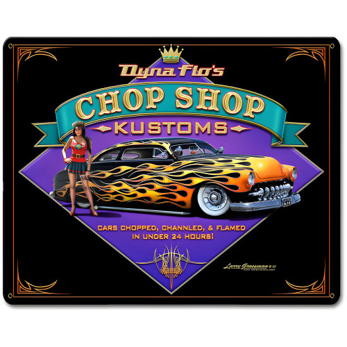 Dyna Flo's Kustom Shop Metal Sign - 12" x 15"