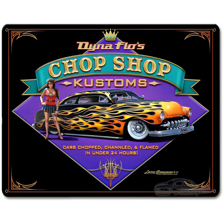 Dyna Flo's Kustom Shop Metal Sign - 12" x 15"