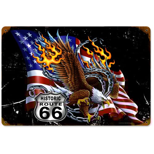 Eagle Flag 66 Metal Sign - 12" x 18"
