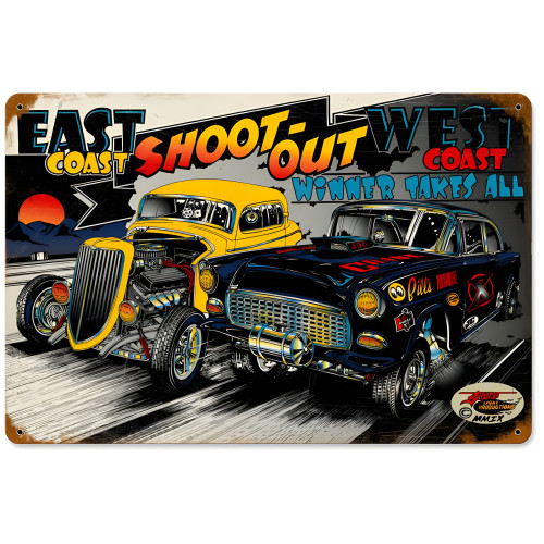 East Coast West Coast Metal Sign - 18" x 12"