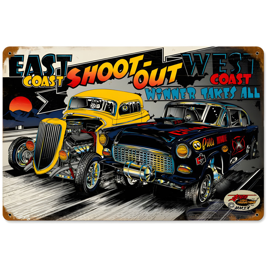 East Coast West Coast Metal Sign - 18" x 12"