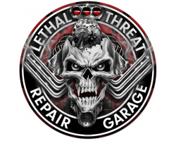 Engine Skull Metal Sign - 14" Round