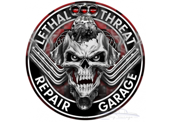 Engine Skull Metal Sign - 14" Round