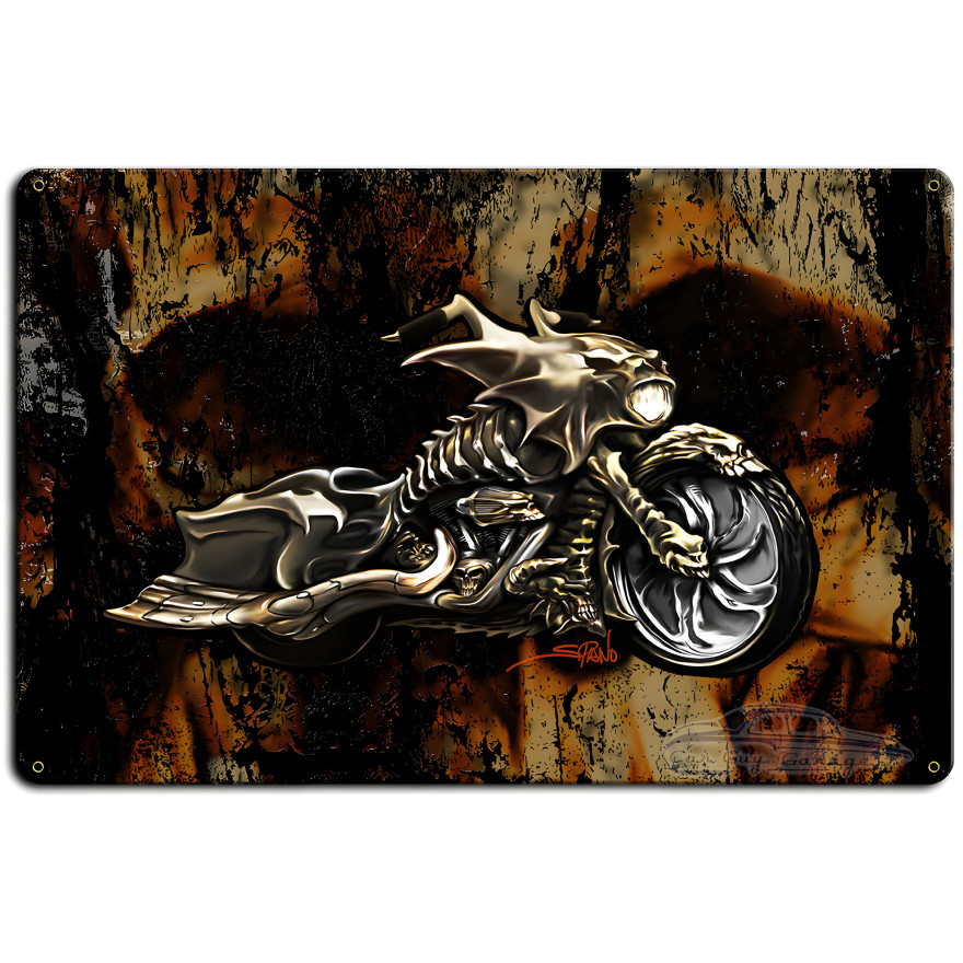 Evil Bones Motorcycle Metal Sign - 18" x 12"