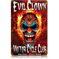 Evil Clown Metal Sign - 12" x 18"