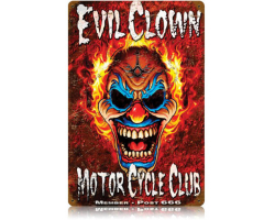 Evil Clown Metal Sign - 12" x 18"