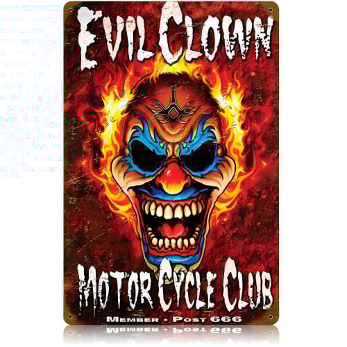Evil Clown Metal Sign - 12" x 18"