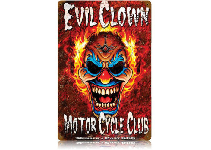 Evil Clown Metal Sign