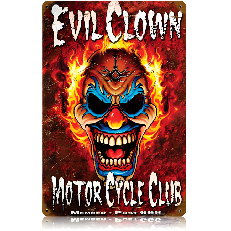 Evil Clown Metal Sign - 12" x 18"