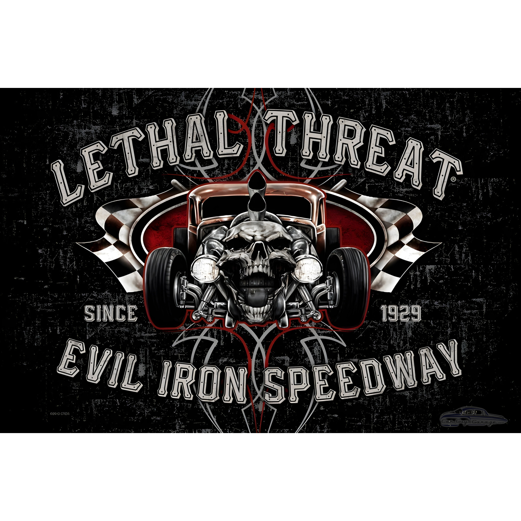 Iron Creatures. Sign Hot Rod Metal Sign - Evil Iron Skull Art
