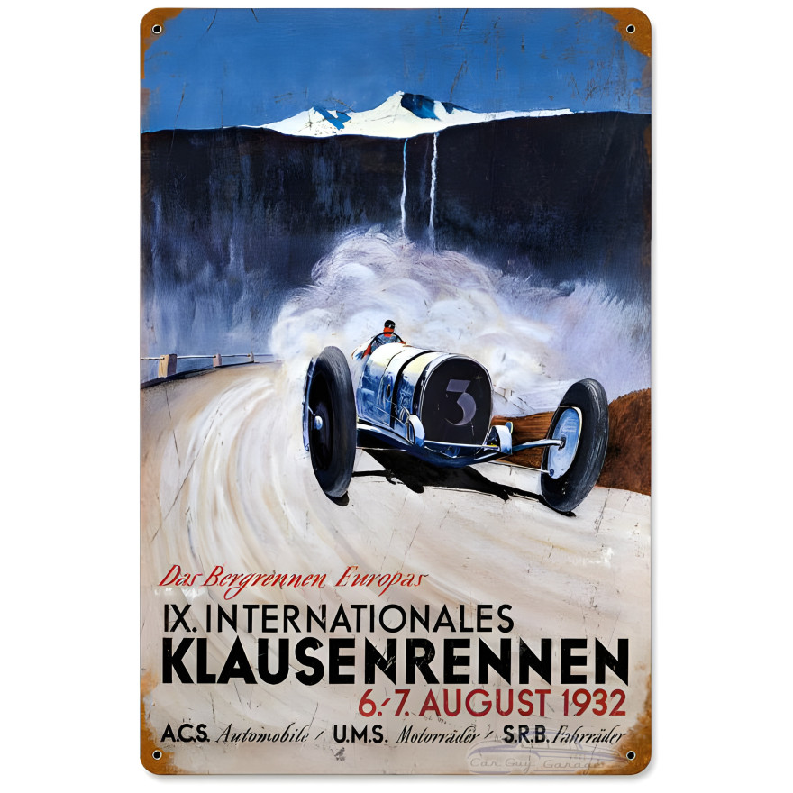 Klausenrennen Racing Metal Sign - 18" x 12"