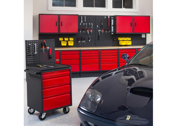 12 feet of Pro Garage Cabinets with Rolling Tool Box