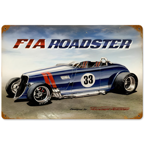 Fia Roadster Metal Sign - 18" x 12"