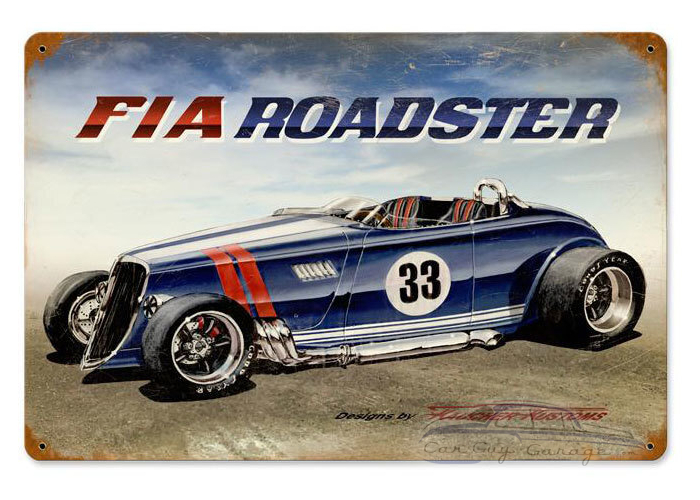 Fia Roadster Metal Sign - 18" x 12"