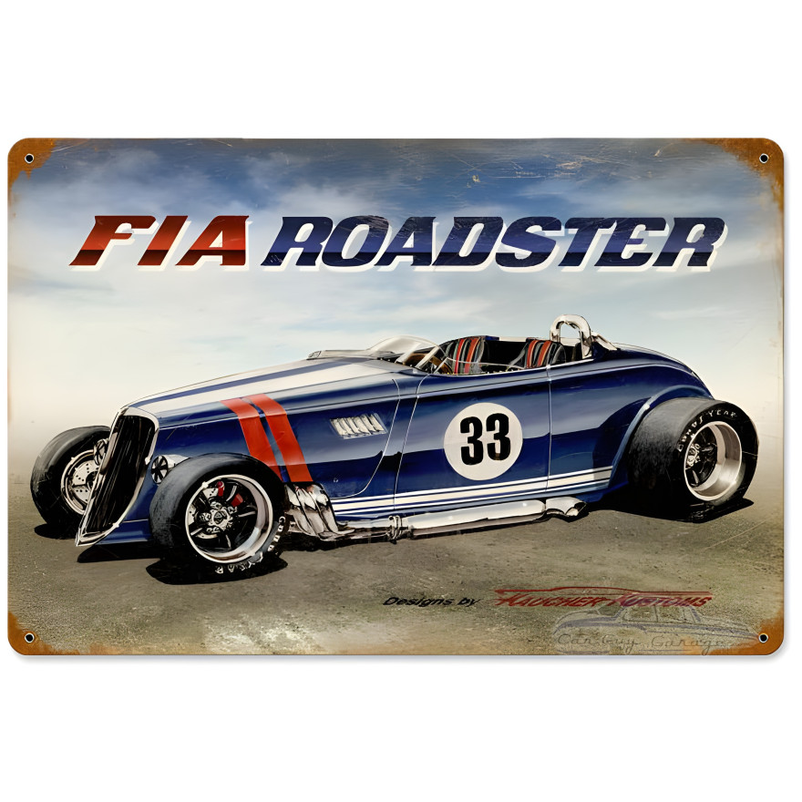 Fia Roadster Metal Sign - 18" x 12"