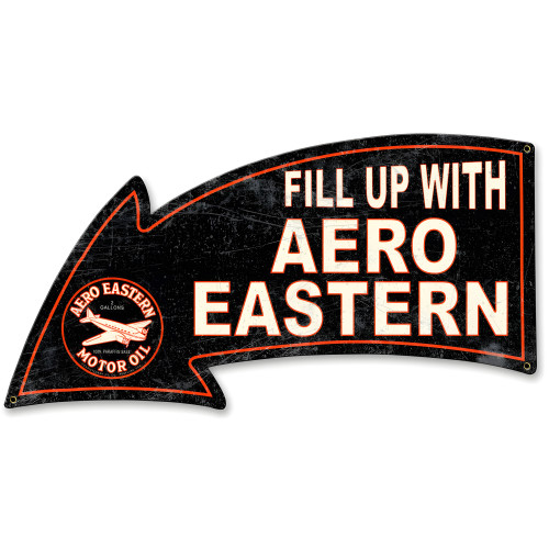 Fill Up with Aero Eastern Arrow Metal Sign - 26" x 14"