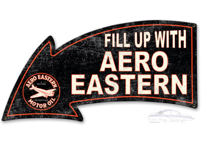 Fill Up with Aero Eastern Arrow Metal Sign - 26" x 14"