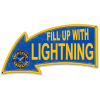 Fill Up with Lightning Gasoline Arrow Metal Sign - 26" x 14"