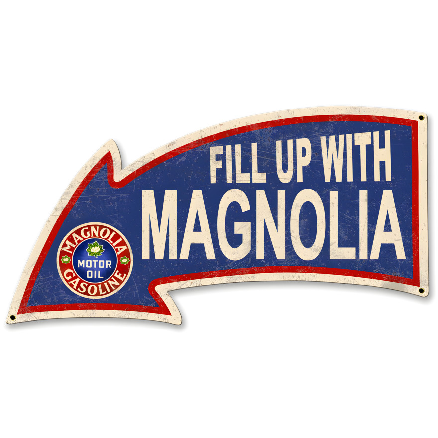 Fill Up with Magnolia Arrow Metal Sign - 26" x 14"