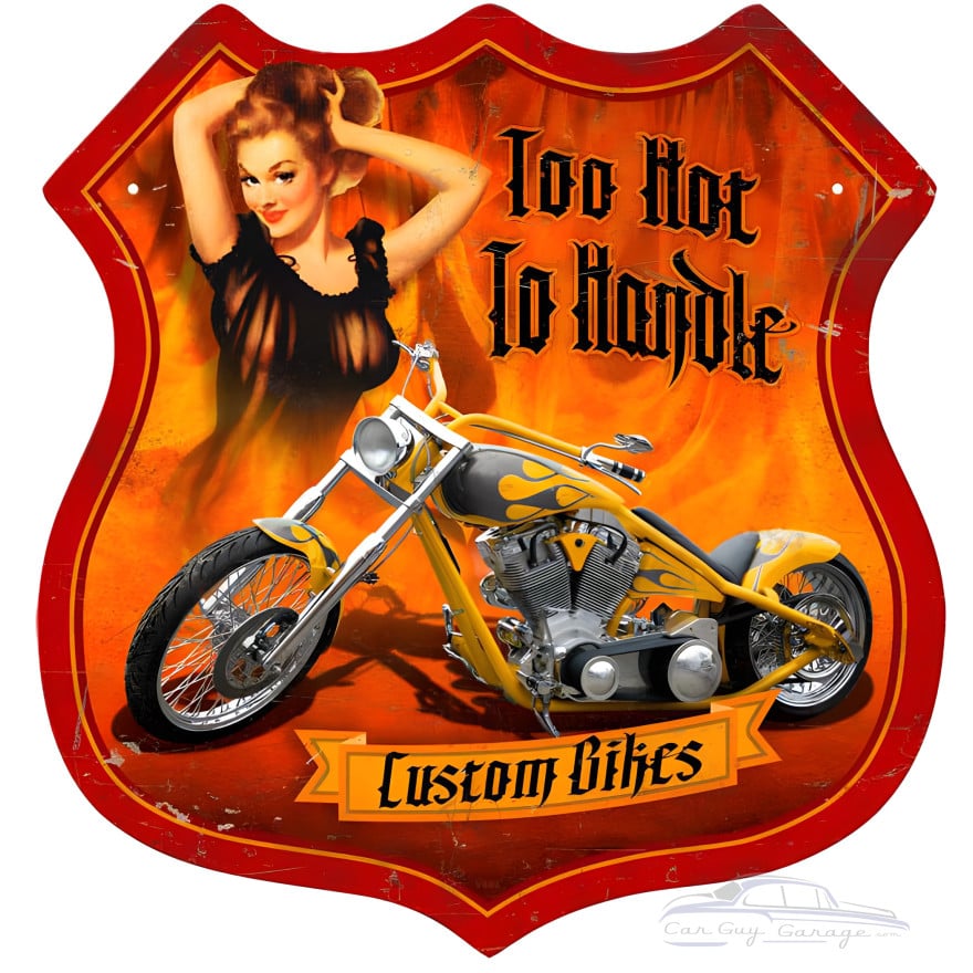 Flames Pinup Metal Sign - 15" x 15"
