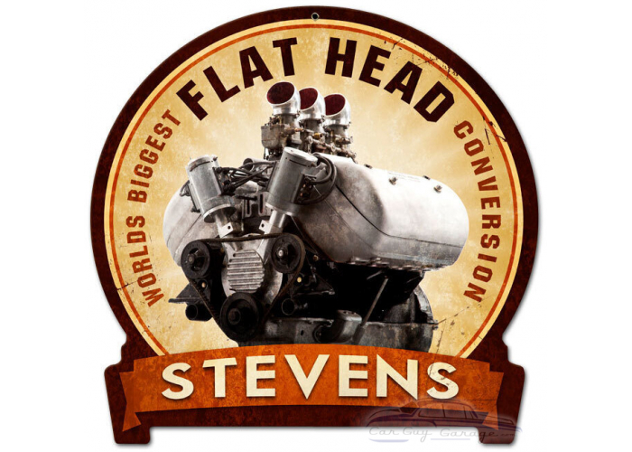 Flat Head Engine Metal Sign - 15" x 16"