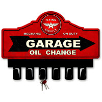 Flying A Gasoline Key Hanger Metal Sign - 14" x 10"
