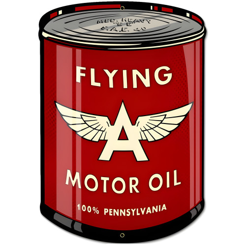 Flying A Oil Can Metal Sign - 14" x 20"