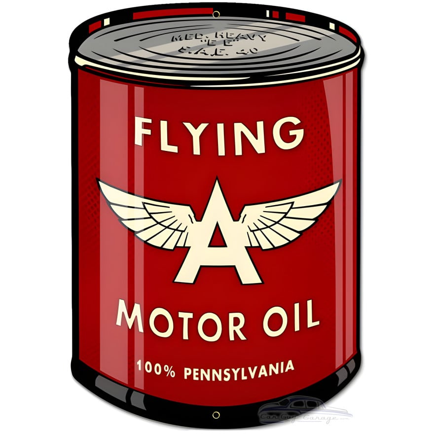 Flying A Oil Can Metal Sign - 14" x 20"