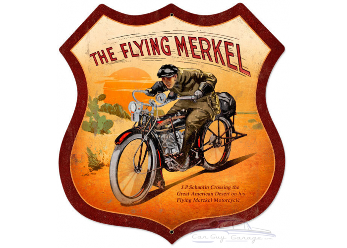 Flying Merkel Metal Sign - 28" x 28" Custom Shape