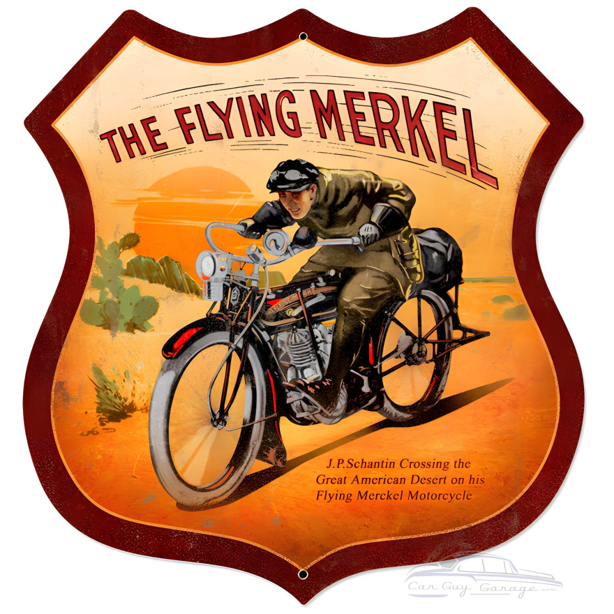 Flying Merkel Metal Sign - 28" x 28" Custom Shape