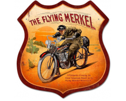 Flying Merkel Metal Sign