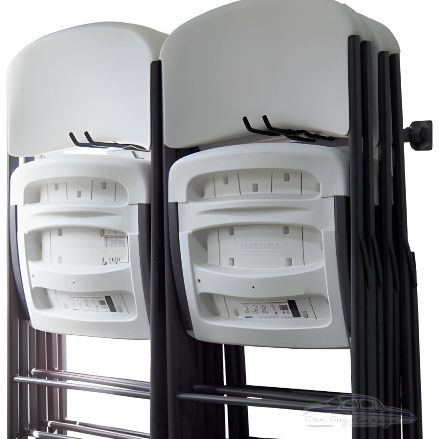 Wall Mounted Folding Chair Storage Rack, Heavy-Duty Steel, Holds 10