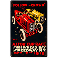 Follow the Crowd Metal Sign - 12" x 18"