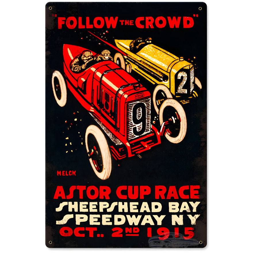 Follow the Crowd Metal Sign - 12" x 18"