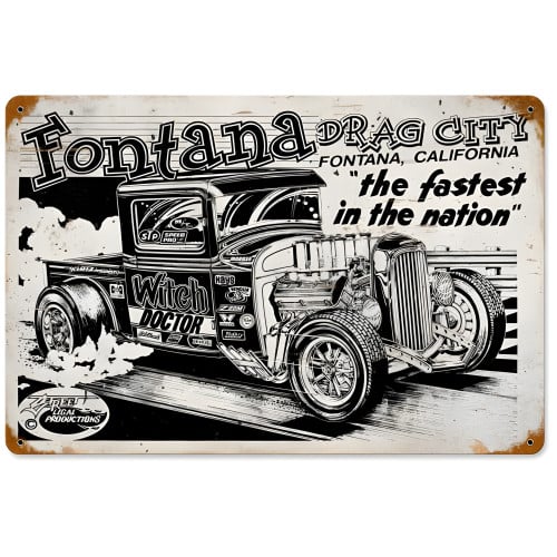 Fontana Drag City Metal Sign - 18" x 12"