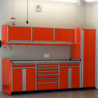 10-Foot Aluminum Garage Cabinet Set with Workbench and Locker