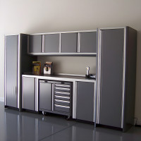 12-Foot All-Aluminum Garage Cabinet Set with Closets & Rolling Cart