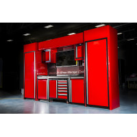 14-Foot Aluminum Garage Cabinet Set with Closets & Workbench